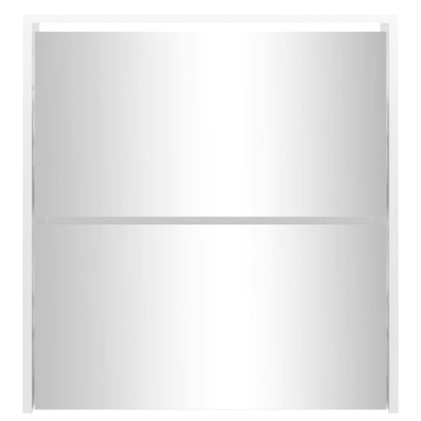 Berkfield Shoe Cabinet with Mirror 2-Layer High Gloss White 63x17x67 cm