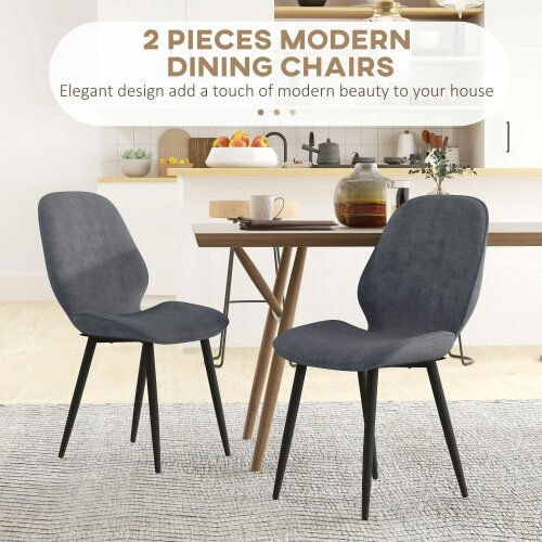 Wyld Haus Lelori Velvet Grey Dining Chairs Set Of 2 With Metal Legs