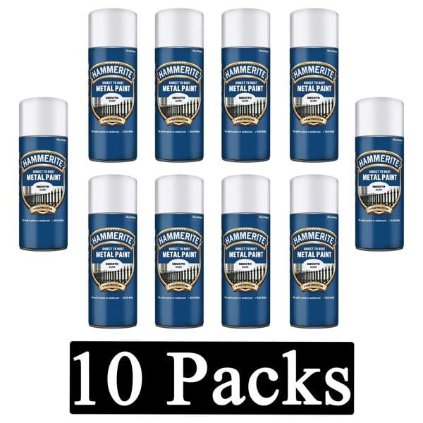 Hammerite 10X Hammerite Smooth Silver Spray Paint 400ml