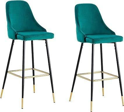 HYGRAD BUILT TO SURVIVE Velvet Bar Stools with Gold-Tipped Legs – Set of 2 | HYGRAD®