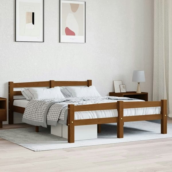 Berkfield Bed Frame Honey Brown Solid Pinewood 120x200 cm
