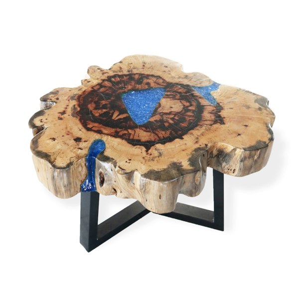 Ancient Wisdom Tamarind and Resin Coffee Table - Sky Blue