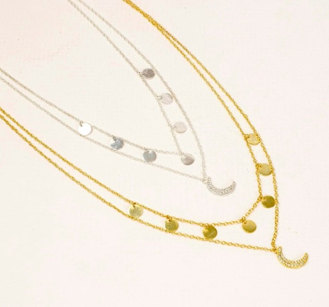 Star Gaze Double Layer Necklace Gold - Lila Rasa