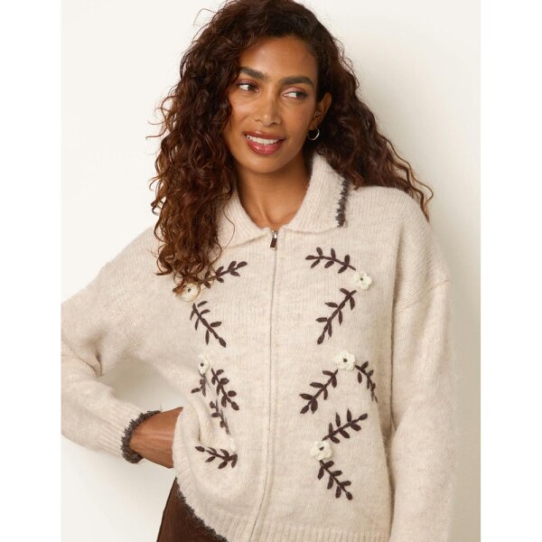 Blue Vanilla Floral Embroidery Cardigan