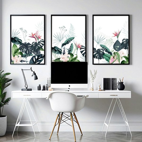 Artwork for offices | set of 3 Tropical wall art