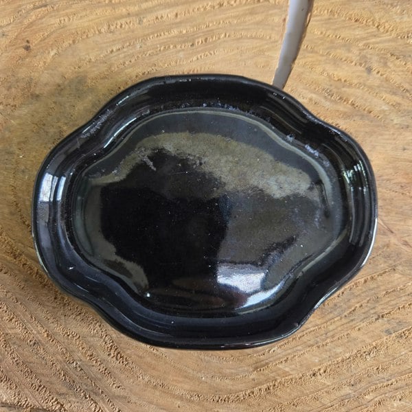 Yorkshire Bonsai 12cm Glazed Drip Tray | Floral | Black