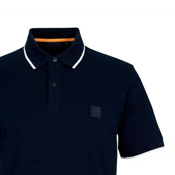 Boss Mens Passertip Pique Short-Sleeved Polo Shirt - Dark Blue - 
