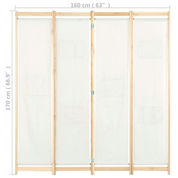 Berkfield 4-Panel Room Divider Cream 160x170x4 cm Fabric