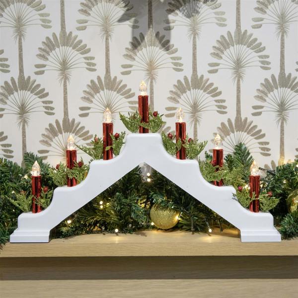 5cm Battery Operated Plastic White Christmas Candle Bridge with 7 LED Lights image 6