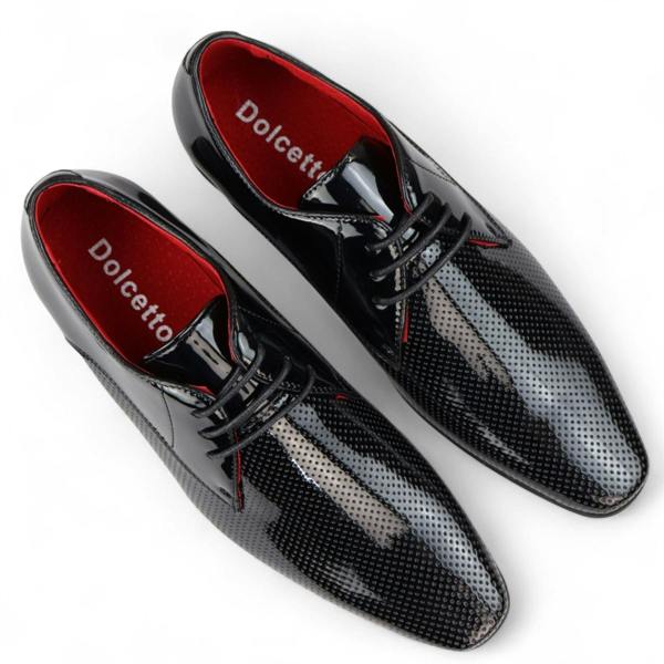 Dolcetto Men’s Pointed Toe Formal Lace Up Perforated Shoes