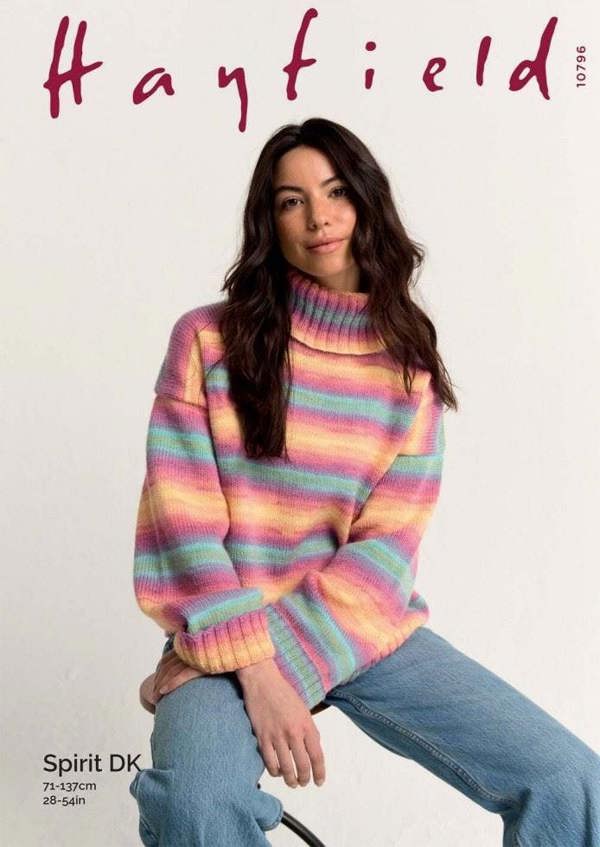 Hayfield Spirit DK Knitting Pattern 10796, Sweaters for Women, 28 - 54 Inches - Easy