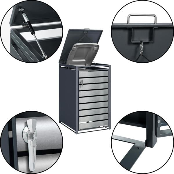 Phoenix Safe Phoenix GB1168ASK Silver Effect Single Wheelie Bin Storage / Bin Store