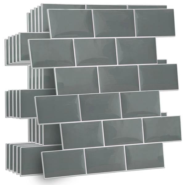 WT3D1820 - Elegant Grey Metro Subway Tile 3D Tile Sticker 30.5 x 15.4cm (12 x 6 in) - 20pcs in a pack