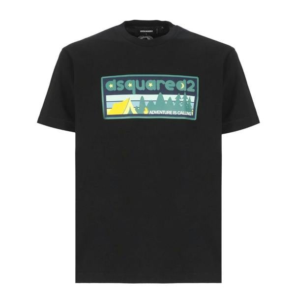 DSquared2 Mens Adventure Is Calling T-Shirt - Black - 