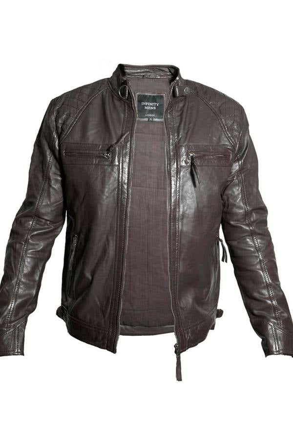 Infinity Leather Men's Vintage Leather Quilted Biker Jacket-Monaco