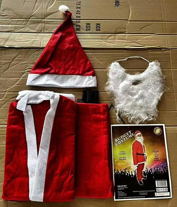 Adult Budget Santa Costume Set, 5 Piece Fancy Dress Outfit with Hat, Beard and Belt image 6