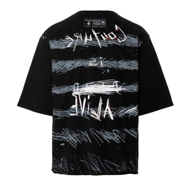 BALMAIN YU1EG035GB82 Balmain Paris Graffiti Coin Logo Black T-Shirt EBE BLACK T-SHIRT MALE S