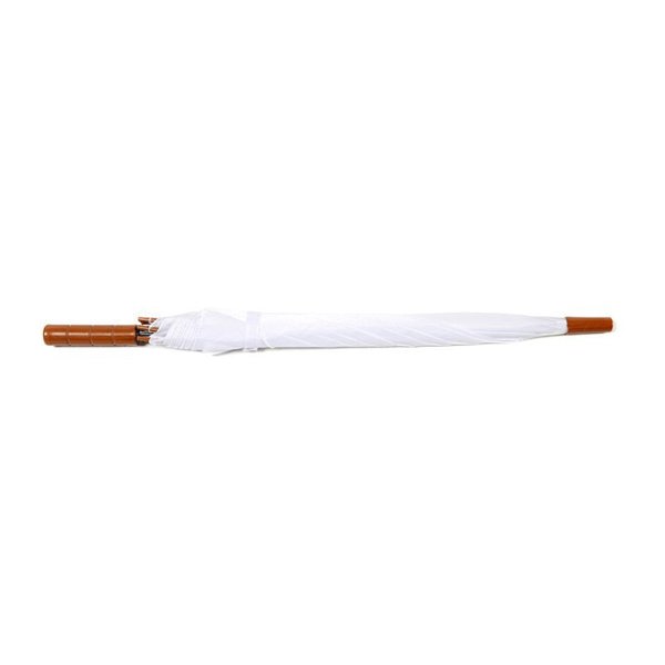 White Plain Cheap Jollybrolly Umbrella Flat Lay Closed