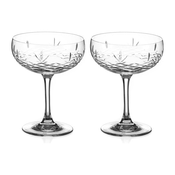 Diamante Gatsby Crystal Champagne Saucers – Clear - Set of 2