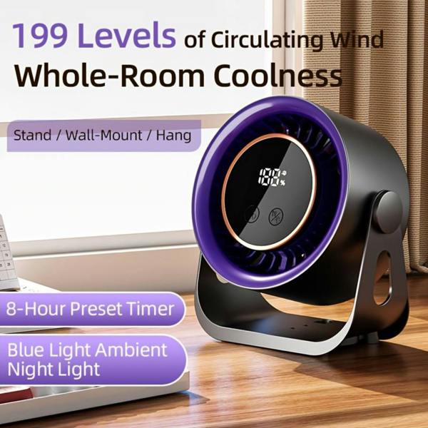 Dyzi Digital Display Desktop Fan 199 Speed Rechargeable Wall Mount Fan