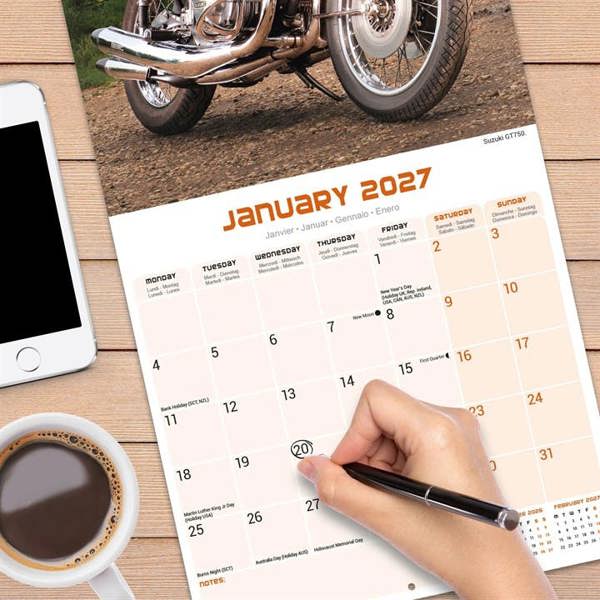 70's Superbikes Calendar 2027, Wall Calendars, Month To View, Transport, Gift