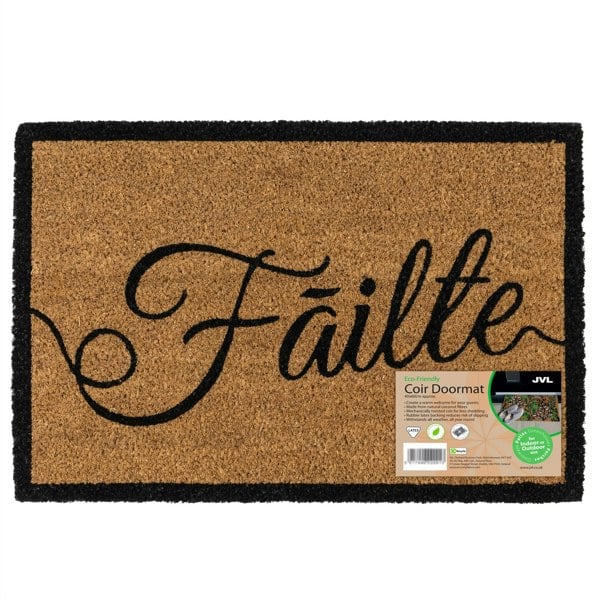 JVL Eco-Friendly Latex Backed Coir Entrance Doormat, 40x60cm - Failte