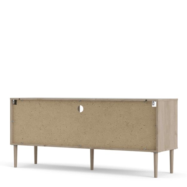 Wyld Haus Tao Natural Oak Effect and Matt Black TV Unit 2 Sliding Doors