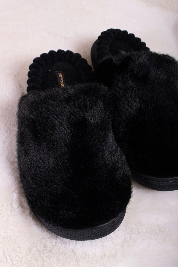 Pretty You London Women's Harley Mule Slippers in Black