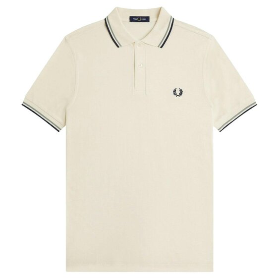 Fred Perry Twin Tipped Fred Perry Polo Shirt - Ecru/Seagrass/Dark Airforce