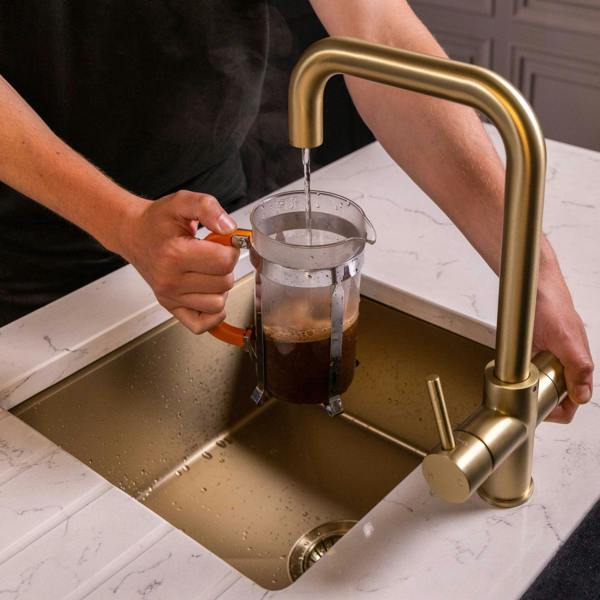 Flode Kyld 4 in 1 Instant Boiling & Cold Water Tap with Filtered Chilled Water | Brushed Brass Finish