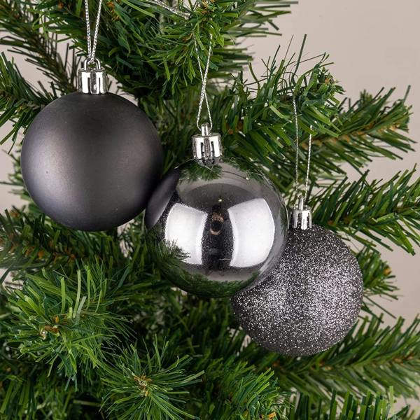 Dark Grey Shatterproof Christmas Baubles 5cm Pack Sizes for Tree and Seasonal Displays image 3