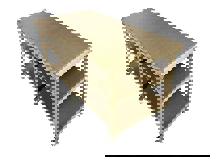 Arbor Garden Solutions Wooden Workbench MDF Top Depth-4ft With Wheels and Double Shelf