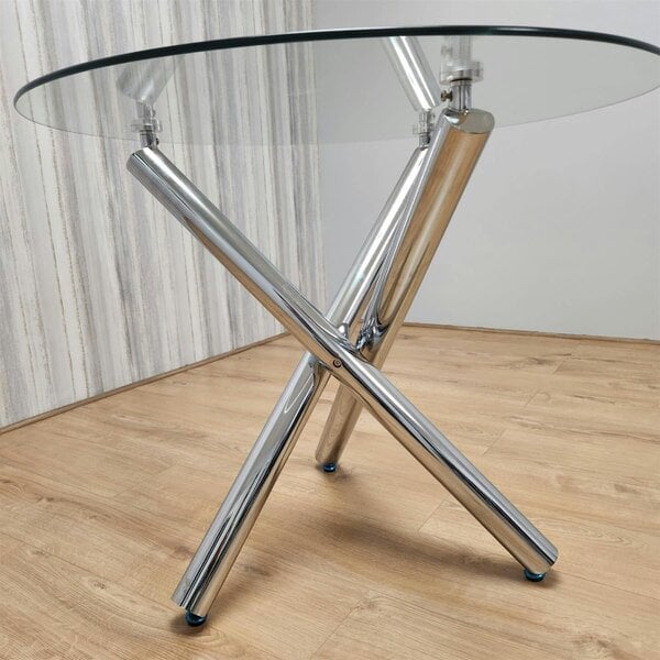 Kosy Koala Dining Table Clear Glass Kitchen Place for 4 Seats, Dining Table Only (Clear H 75 x L 90 x W 90 cm)