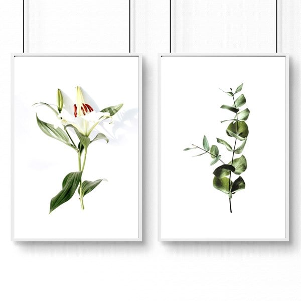 Art for the bathroom wall | set of 2 Floral wall art prints