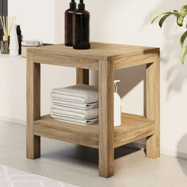 Berkfield Shower Bench 45x35x45 cm Solid Wood Teak