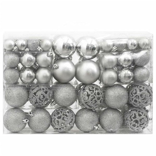 Berkfield 111 Piece Christmas Bauble Set Silver Polystyrene