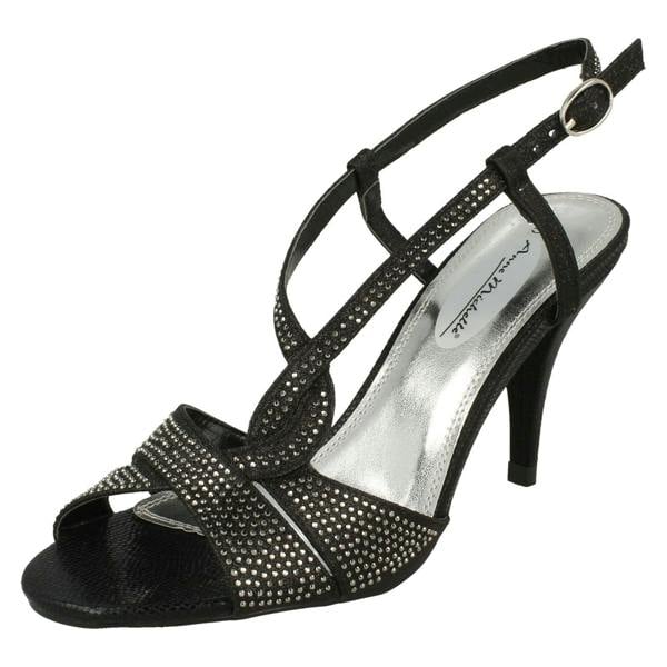 Anne Michelle Ladies Anne Michelle Diamante Strappy Heeled Sandals Dazzle