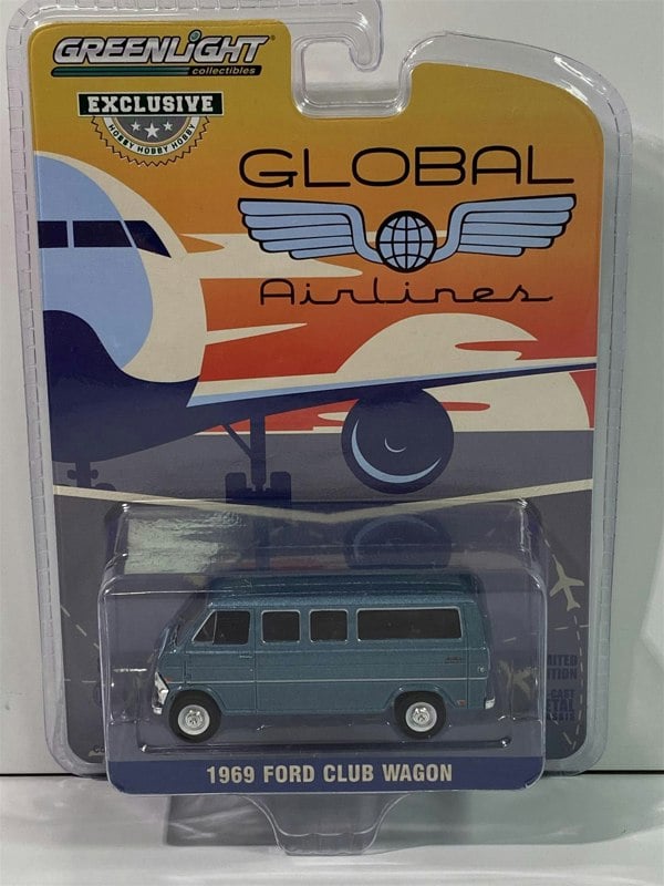 1969 ford club wagon global airlines  1:64 scale greenlight 30129