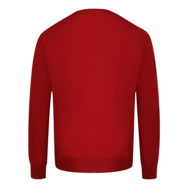 Aquascutum Check Logo V-Neck Jumper - Red