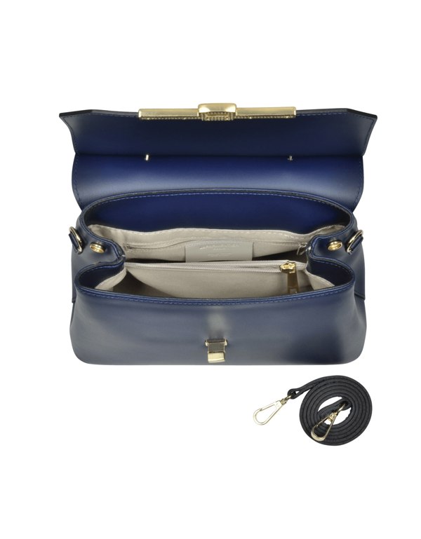 Le Parmentier Atlanta Top Handle Satchel - Navy