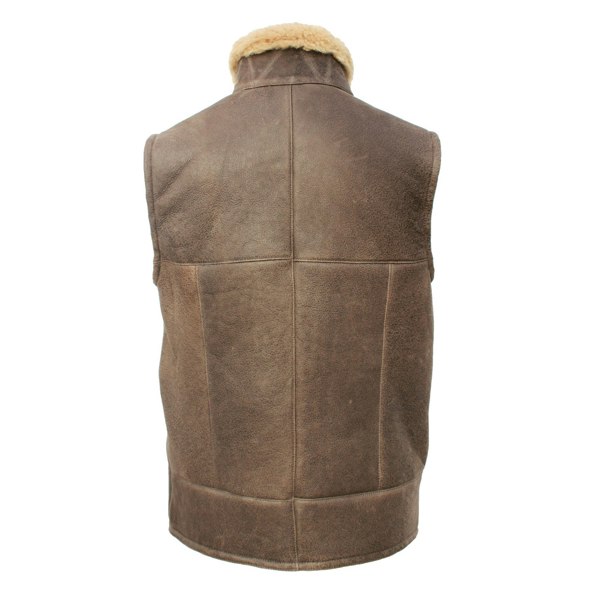 Eastern Counties Leather Mens Harvey Sheepskin Gilet - Chocolate Forest Distressed