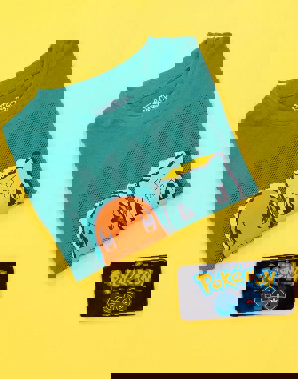 Pokemon Boys Green Character Placement Print Short Sleeved T-Shirt