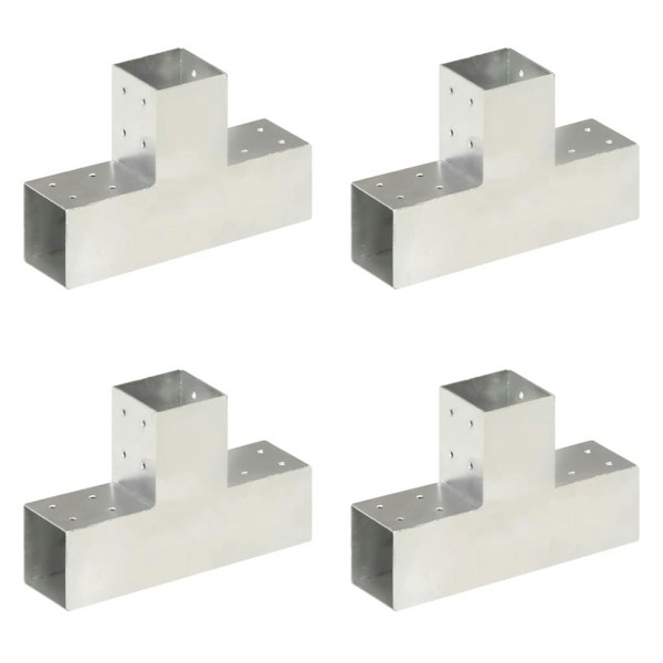 Berkfield Post Connectors 4 pcs T Shape Galvanised Metal 81x81 mm