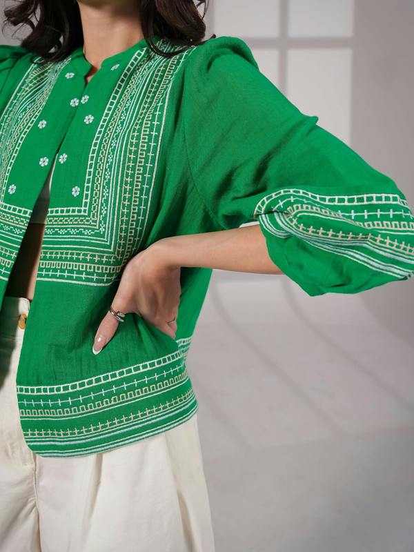 Rose & Nancy Florence Green Cotton Jacket