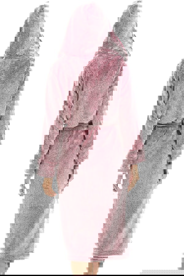 Camille Womens Burgundy Deep Pile Full Length Fleece Bathrobe