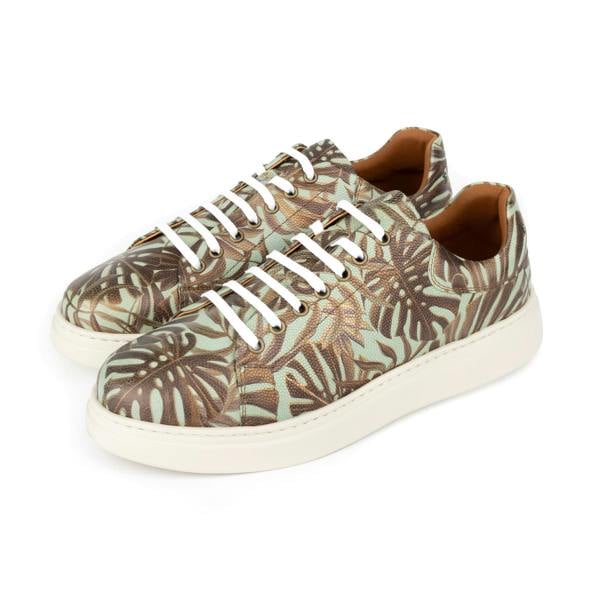 Embassy London Sun City - Mint & Jungle - Men's Leather Trainer