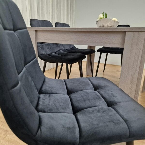 Kosy Koala Modern Grey Rectangle Dining Table Set With 4 Grey Velvet Chairs And 1 Grey Bench Dining Room Furniture