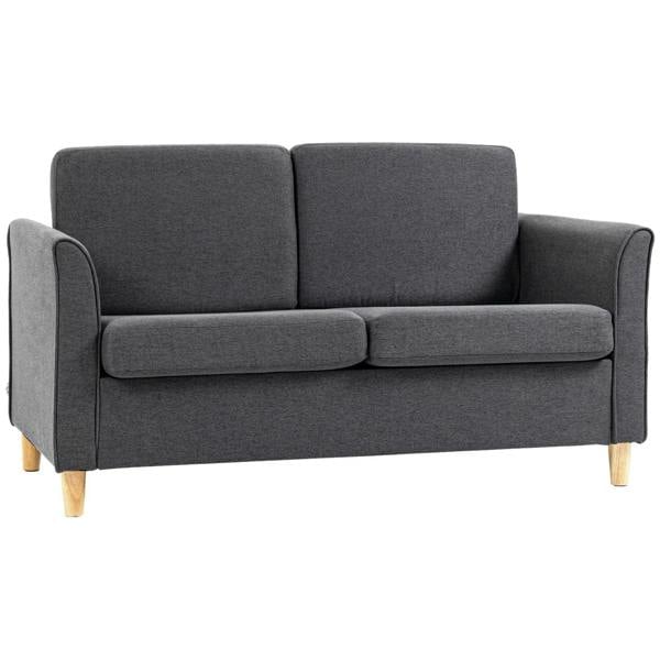 Dark grey 2-seat loveseat sofa with padded arms and backrest