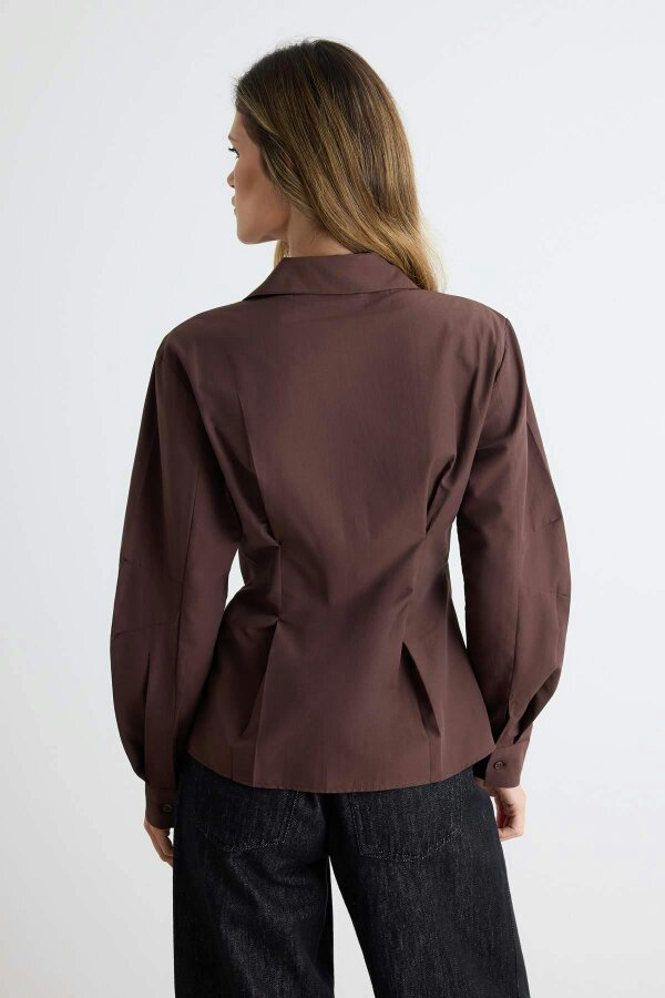 WOVCOR Asymmetric Button Detail Regular Fit Long Sleeve Shirt