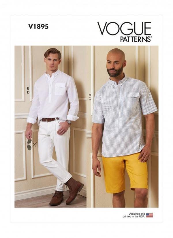 Vogue Sewing Pattern 1895, Shirts, Shorts, Trousers for Men, MUU (34-36-38-40) - Intermediate